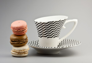 cup-saucer-gray-background