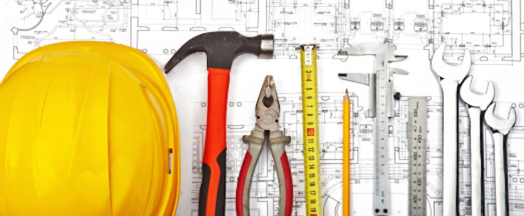 construction drafts and tools background